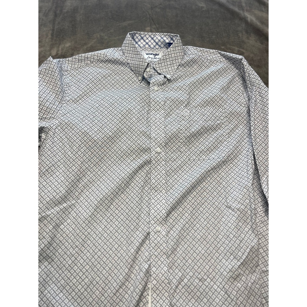 Wrangler george straight  Men's L  Long Sleeve Button Down White Black Geometric